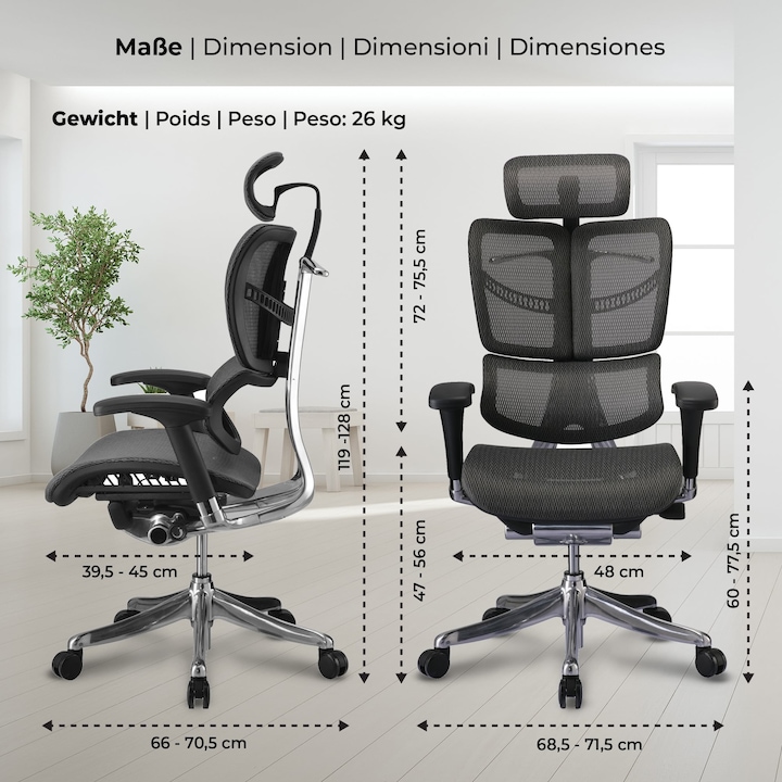 Produktbild CLP Bürostuhl Norfolk Ergonomic, grau