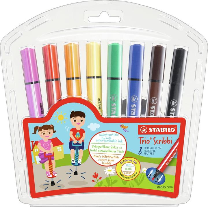 Actual product image STABILO Trio Scribbi Spring-loaded triangular felt-tip pen (8 x)