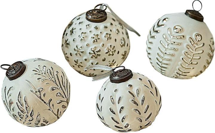 Loberon Weihnachtsschmuck 4er Set Consac weiss/silber (4 -teilig)