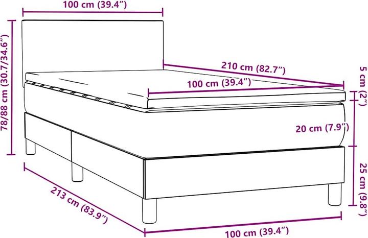 Produktbild vidaXL Boxspringbett (100 x 210 cm)