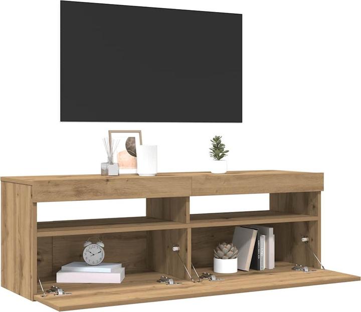 Produktbild VidaXL TV Schrank Lowboard Fernsehschrank Fernsehtisch mit LED Artisan-Eiche (120 x 35 x 40 cm)