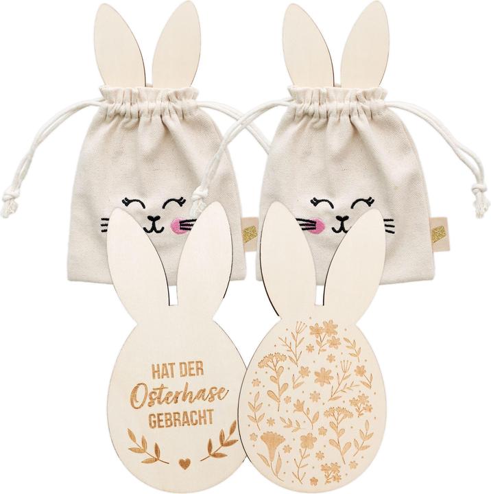 Actual product image Papierdrachen 2 Ostersäckchen Canvas mit Holzcutouts Set 01 (2x)
