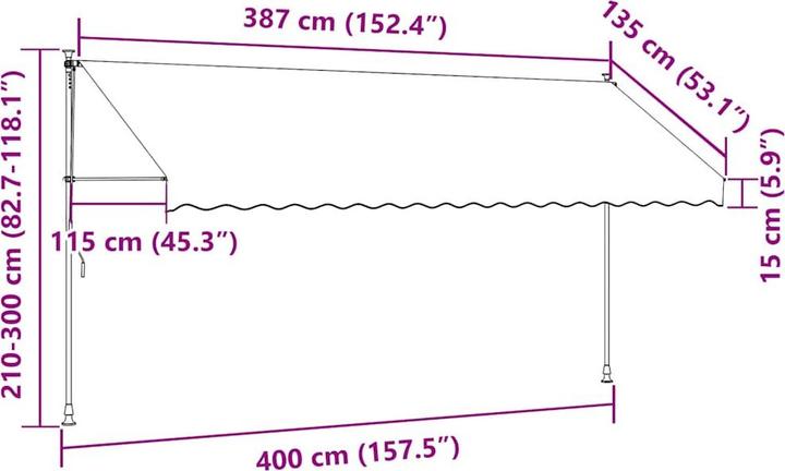 Image du produit vidaXL Einziehbare Markise (400 x 300 cm)