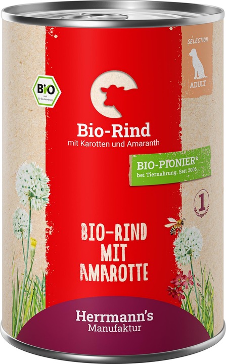 Produktbild Herrmanns Rind mit Karotten und Amaranth (Adult, 1 Stk., 400 g)