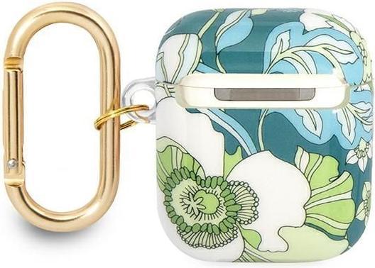 Actual product image Guess GUA2HHFLN AirPods cover zielony/green Flower Strap Collection (Headphone bag)
