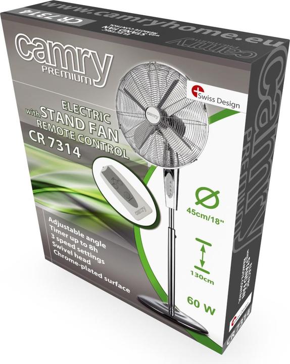 Actual product image Camry CR 7314 fan chrome, stainless steel (62 dB)