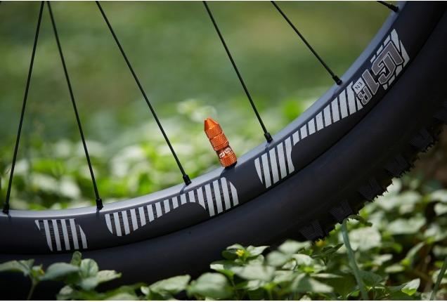 Actual product image e*13 Quick Fill Tubeless Schrader Valves, 16-24mm Depth, 2 pcs., naranja