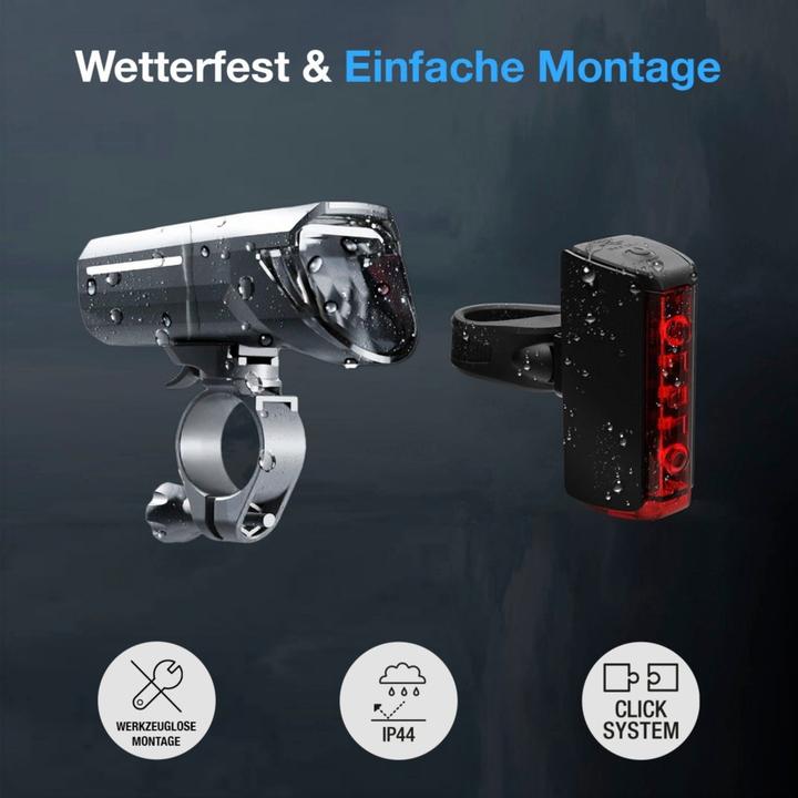 Image du produit Fischer Kit d'éclairage vélo PLUS 110 + TWIN STOP LED Noir