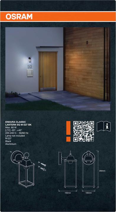 Produktbild Osram ENDURA® CLASSIC LANTERN Square M E27 (E27, IP23)