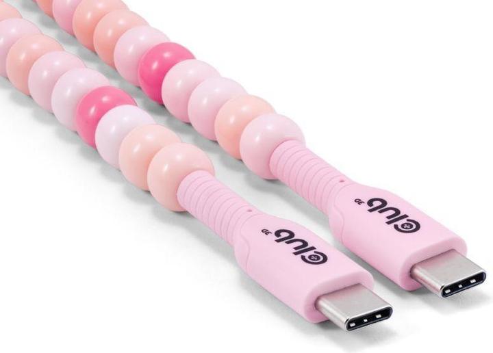 Image du produit Club 3D Club3D Lifestyle USB-C Perlen-Kabel PD60W, rosa (2 m, USB 2.0, 60 W)