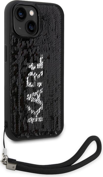 Actual product image Karl Lagerfeld Coque paillettes glitters réversibles bicolore avec lanière poignet amovible / (Apple iPhone 15)