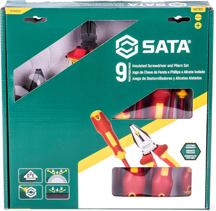 Immagine prodotto SATA Set di cacciaviti e pinze isolate, 9 pezzi.