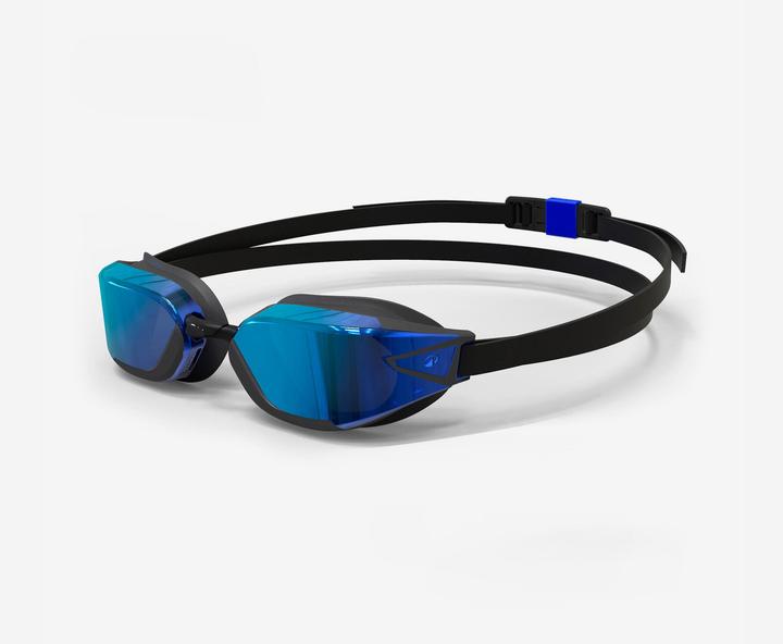 Nabaiji Schwimmbrille verspiegelt blaue Gläser Einheitsgrösse - BFast schwarz (One size)