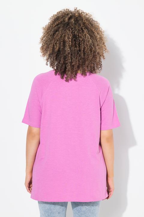 Immagine prodotto Ulla Popken T-shirt con stampa floccata, scollo a V e mezze maniche raglan (42, 44)