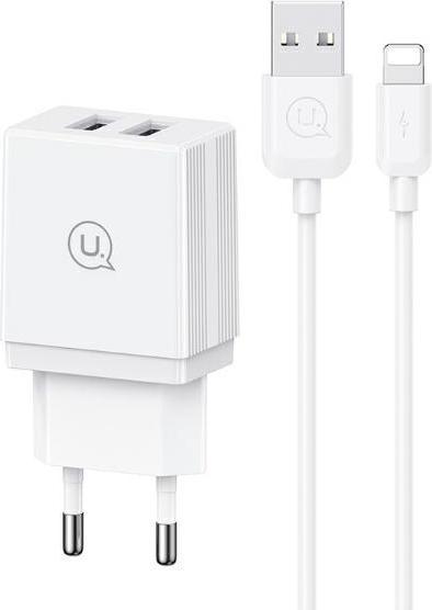 Usams Ład. siec. 18W Lightning2.1A 2.1A 1m Fast Charging biały/white HC series (CC090) (18 W)