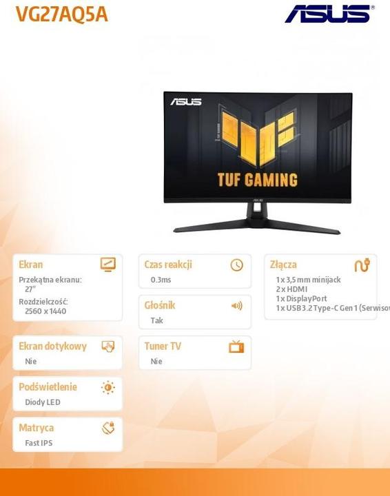 Immagine prodotto ASUS TUF Gaming VG27AQ5A (2560 x 1440 pixel, 27")