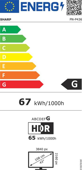 Energie-Label NEC Sharp Large Format Display P436 (3840 x 2160 Pixel, 42.50")