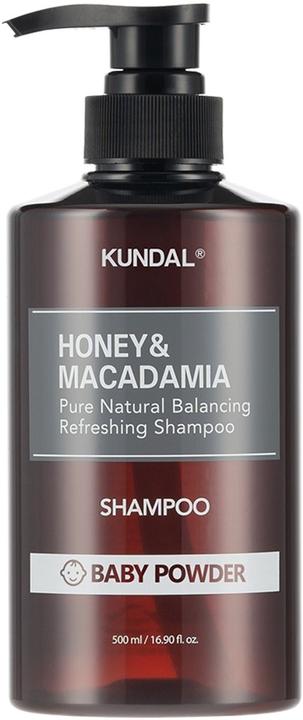 Actual product image Kundal Honey and Macadamia Nature Shampoo Baby Powder 500ml (500 ml, Liquid shampoo)