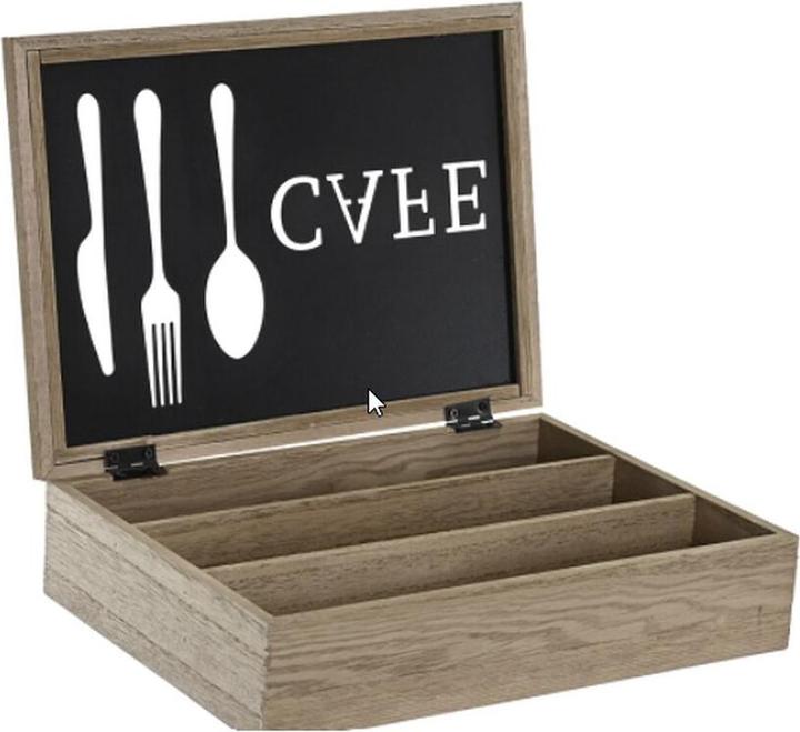 DKD Home Decor Besteckkasten Braun Schwarz Metall Aluminium Holz MDF Vintage 25 x 18 x 6 cm