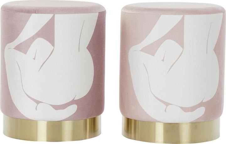 Produktbild DKD Home Decor Footrest Scandi Golden White Light Pink 30 x 30 x 38 cm (2 Units)