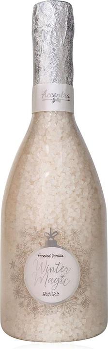 Actual product image Accentra WINTER MAGIC bath salts in champagne bottle, fragrance: Frosted Vanilla (Bath salts)