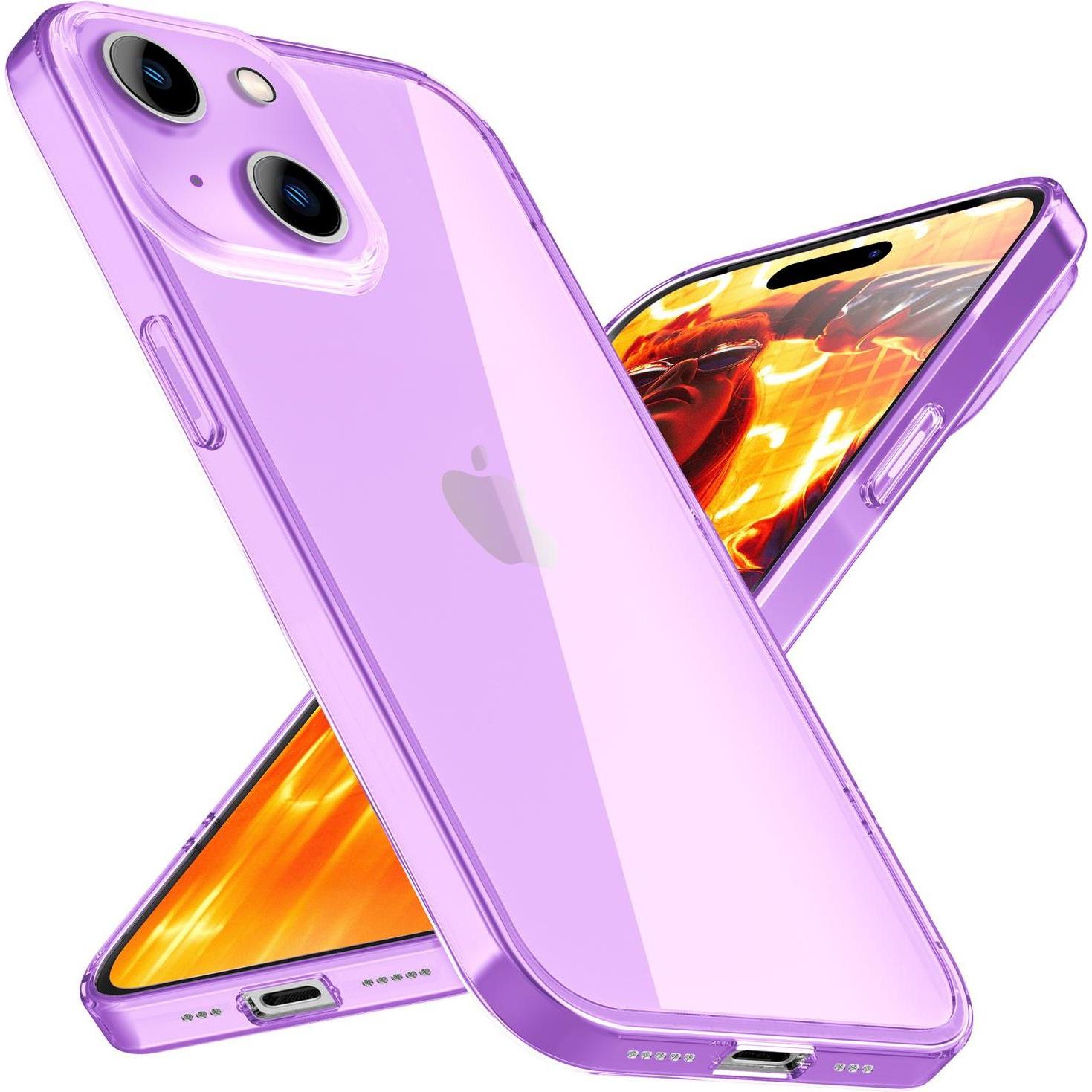 Nalia Klar Transparente Neon Silikon Hülle (Apple iPhone 15 Plus), Smartphone Hülle, Violett