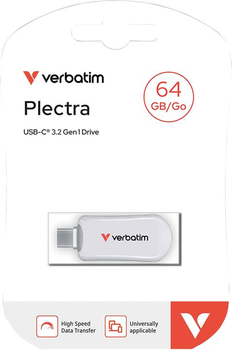Produktbild Verbatim Plectra White 64GB USB-C Flash Drive 30228 (64 GB, USB-C)