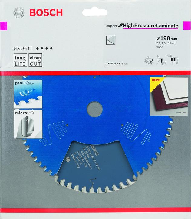 Image du produit Bosch Professional Zubehör Lame de scie circulaire Expert for High Pressure Laminate, 190 x 30 x 2,6 mm, 56