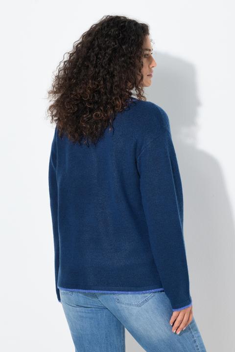 Produktbild Ulla Popken Strickjacke, Kontrastnaht, V-Ausschnitt, Langarm (60)