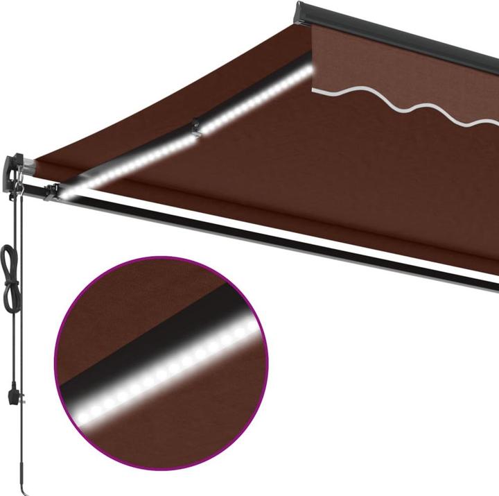 Actual product image VidaXL Markise Gelenkarmmarkise Sonnenmarkise Automatisch LED Braun 450x350cm (4.50 m)