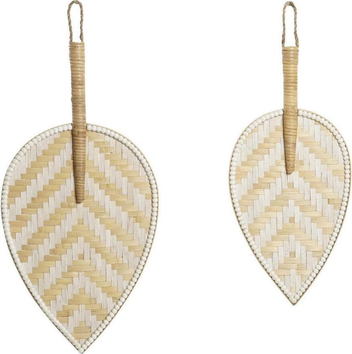 DKD Home Decor Wall Decoration Brown White Fan Bamboo (27 x 2 x 64 cm) (27 x 2 x 55 cm)