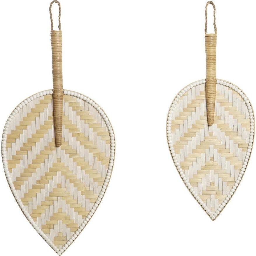 DKD Home Decor, Decorazione murale, Wall Decoration Brown White Fan Bamboo (27 x 2 x 64 cm) (27 x 2 x 55 cm)