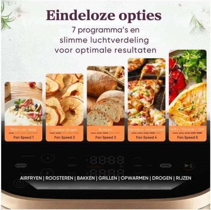 Actual product image Cosori CAF-DC121-ADER Doppel-Heissluftfritteuse