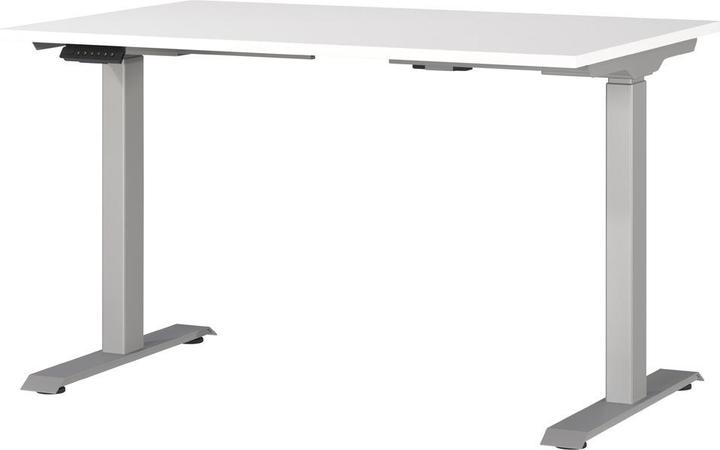 Produktbild Germania JET höhenverstellbarer Schreibtisch weiss rechteckig, T-Fuss-Gestell silber 120,0 x 80,0 cm (120 x 72 cm)