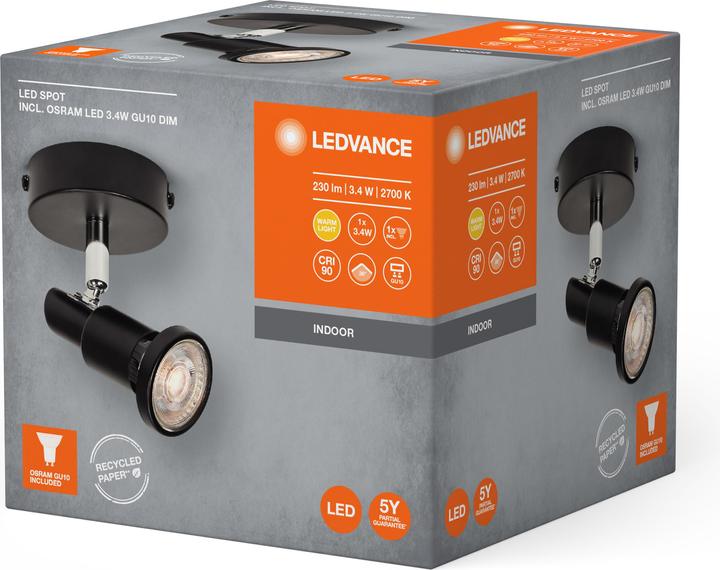 Actual product image Ledvance LED SPOT BLACK 1 X 3.4W 927 DIM (230 lm, GU10)