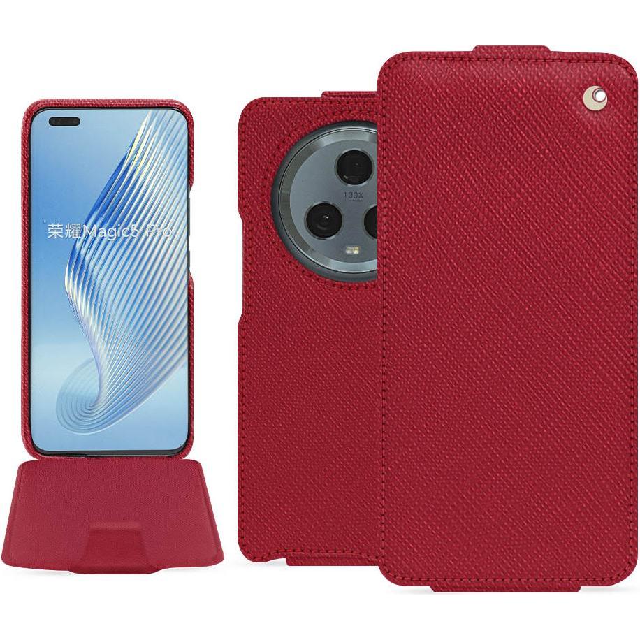 Noreve Lederschutzhülle vertikal (Honor Magic5 Pro), Smartphone Hülle, Rot