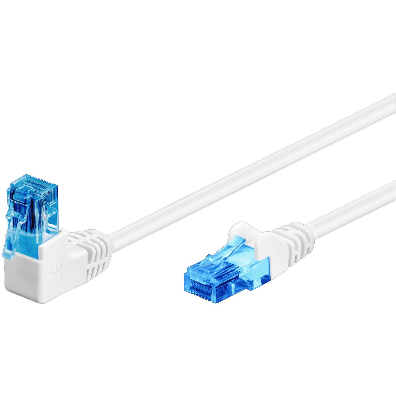 Goobay CAT 6A Patchkabel 1x 90° gewinkelt, U/UTP, Weiss, 2 m (U/UTP, CAT6a, 2 m), Netzwerkkabel