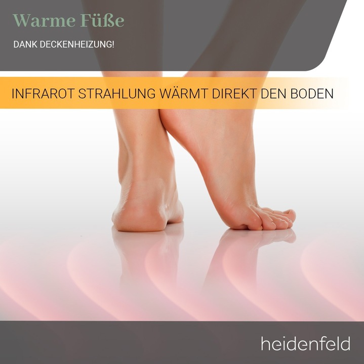 Produktbild Heidenfeld Infrarot Deckenheizung mit Licht 390-800 Watt Infrarotheizung LED (800 Watt Warmweiss) (800 W)