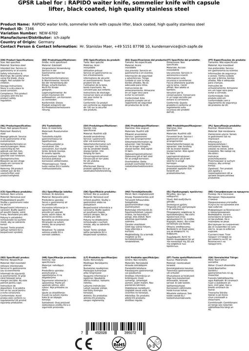 Produktbild Ich-zapfe RAPIDO Kellner Messer schwarz (Kellnermesser)