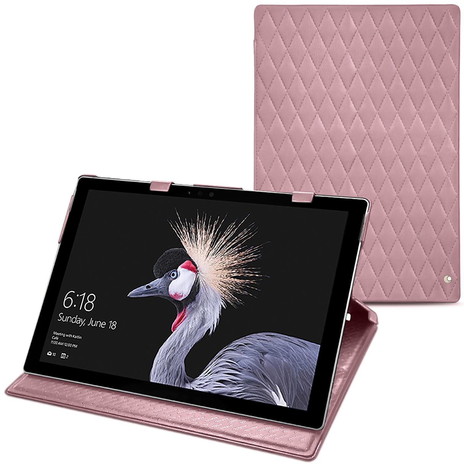 Noreve Lederschutzhülle vertikal (Surface Pro (2017)), Tablet Hülle, Rosa