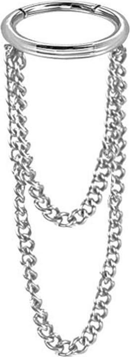 Image du produit Star Piercing Micro anneau segment pliable argent pendentif deux chaînes (sans laiton, Acier chirurgical 316L)