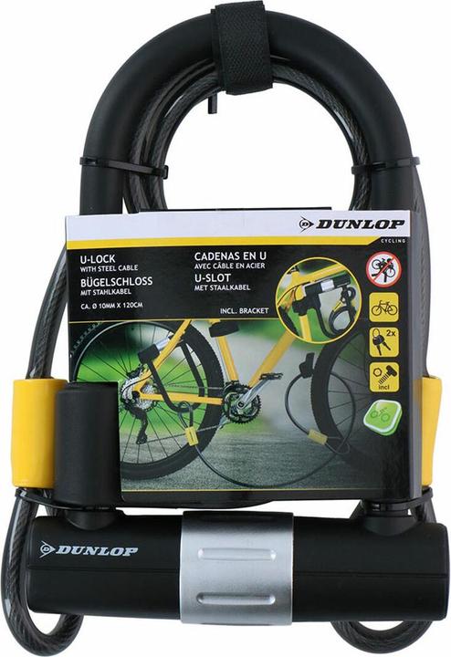 Actual product image Dunlop Frame U-lock with cable&holder (120 cm)