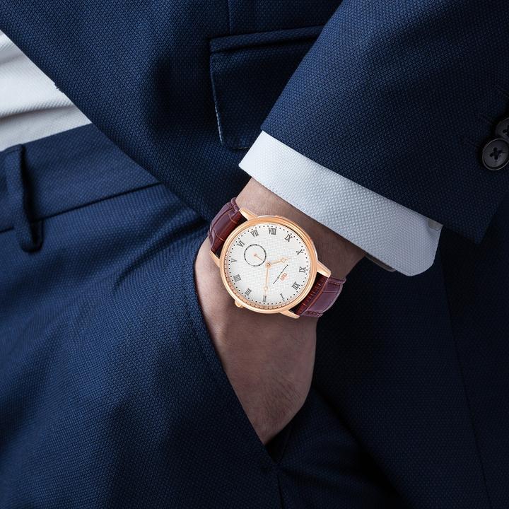 Image du produit Montre à quartz pour homme Moonlight en cuir véritable brun - 26511 (Montre analogique, 40 mm)