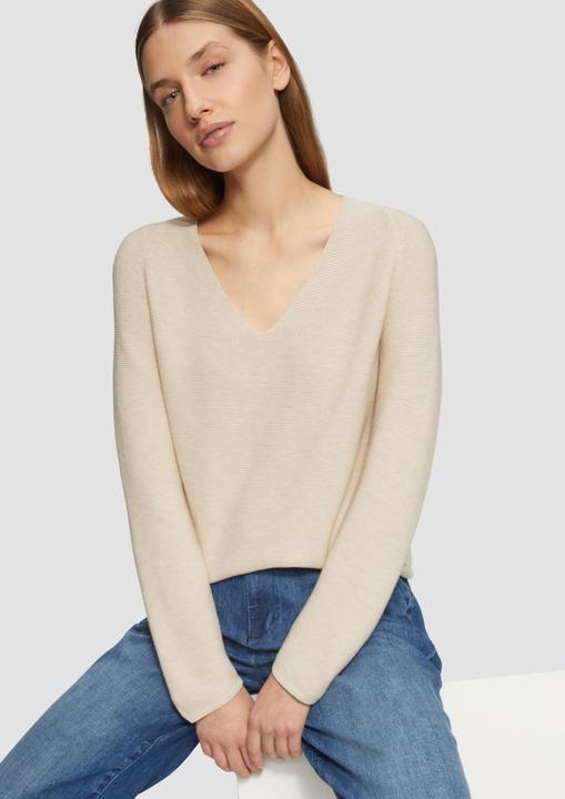 Immagine prodotto S.Oliver Strickpullover Gerippter Strickpullover aus Baumwollmix mit V-Ausschnitt (48)