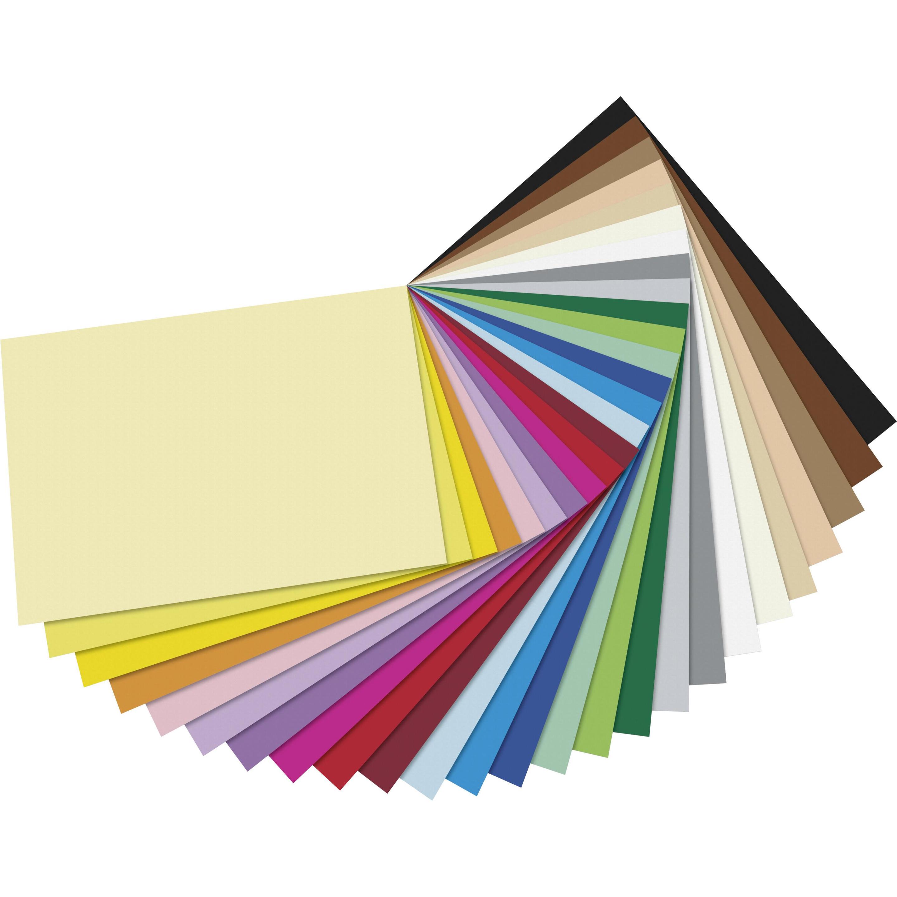 Thumbnail - Folia Tonpapierblock (130 g/m², 24 x 34 cm, 240 x 340 mm, 50 x), Fotopapier, Grau, Orange, Weiss, Violett, Blau, Gelb, T...