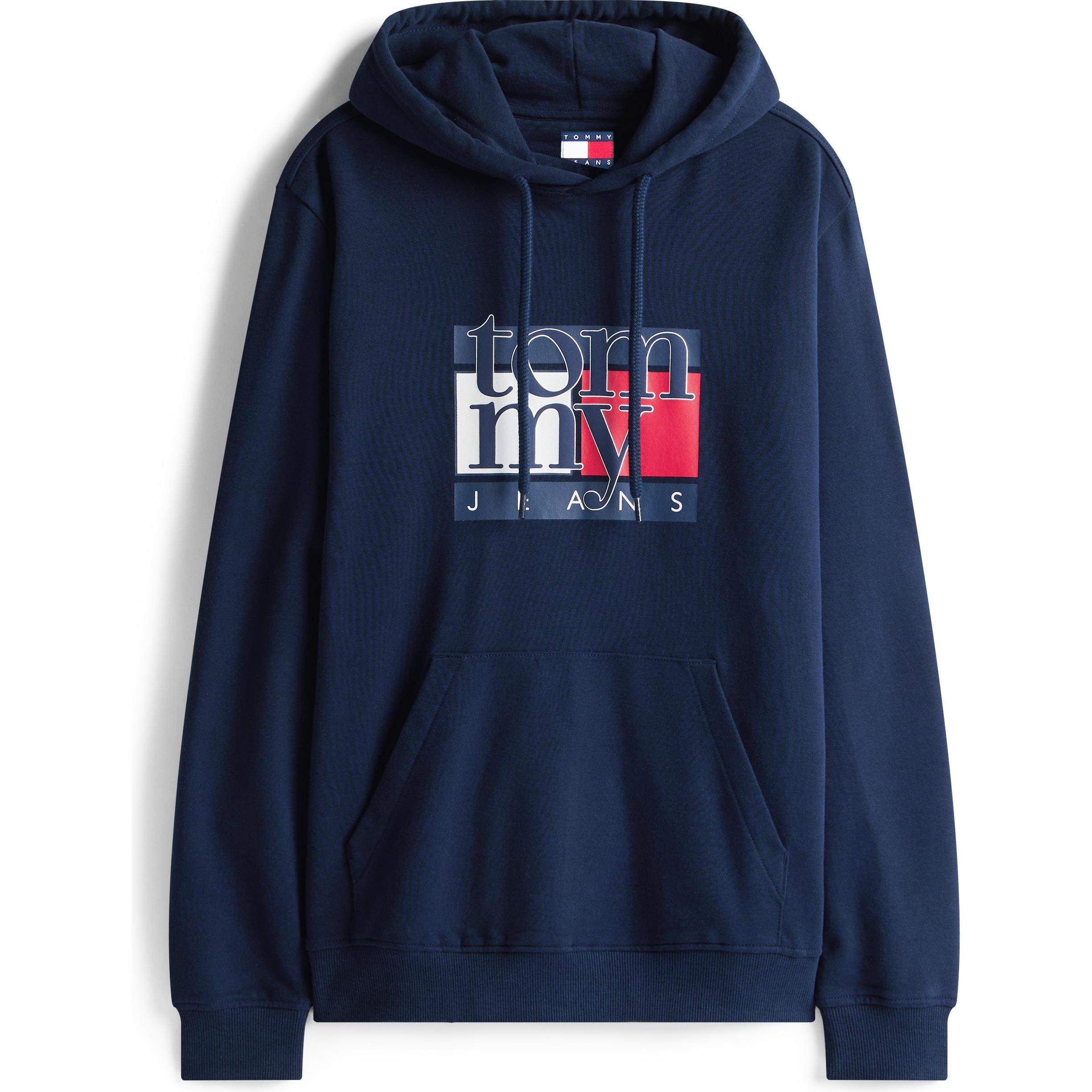 Tommy Jeans, Uomini, Felpa + Maglione, Tjm Reg Rwb Flag Hoodie Ext, Blu, (L)