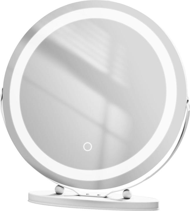 Emke Round Illuminated Cosmetic Mirror, 3 Colour Temperatures and Dimmable, 360° Rotatable, 50*52cm, Whit