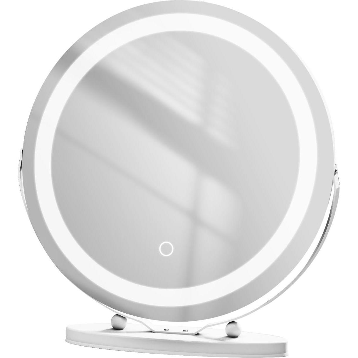 Emke, Kosmetikspiegel, Kosmetikspiegel Runder mit Beleuchtung, 3 Farbtemperatur und Dimmbar, 360° Drehbar, 50*52cm, Weis...