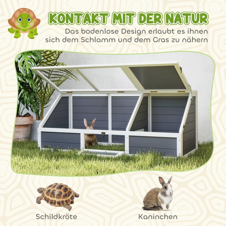 Produktbild PawHut Schildkrötenhaus Tannenholz, Verzinkter Stahl Hellgrau