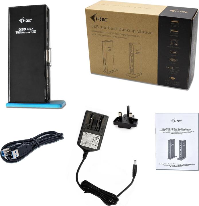 Produktbild i-tec USB 3.0 Dual Docking Station HDMI DVI - Andocken - 3,5 mm - USB Typ-A - USB Typ- (USB-B)